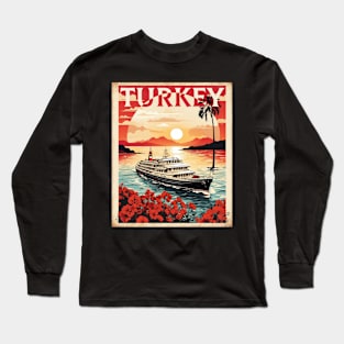 Turkey Sunset Vintage Retro Travel Tourism Long Sleeve T-Shirt